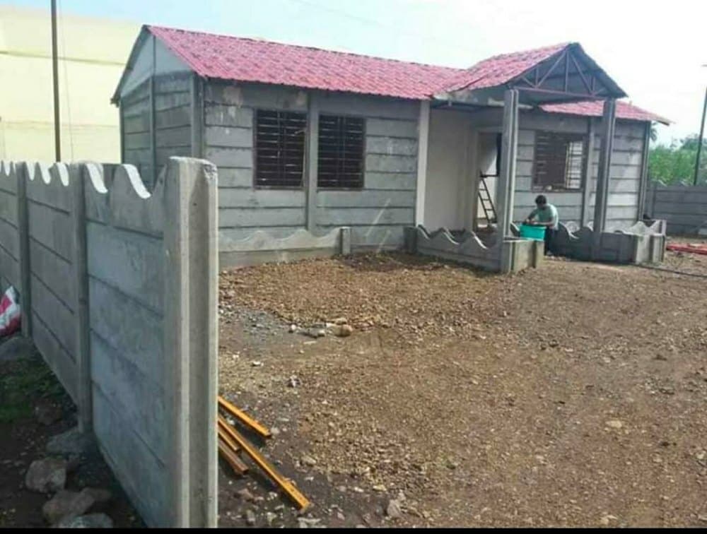 Precast farmhouse room with garden-style precast boundary wall