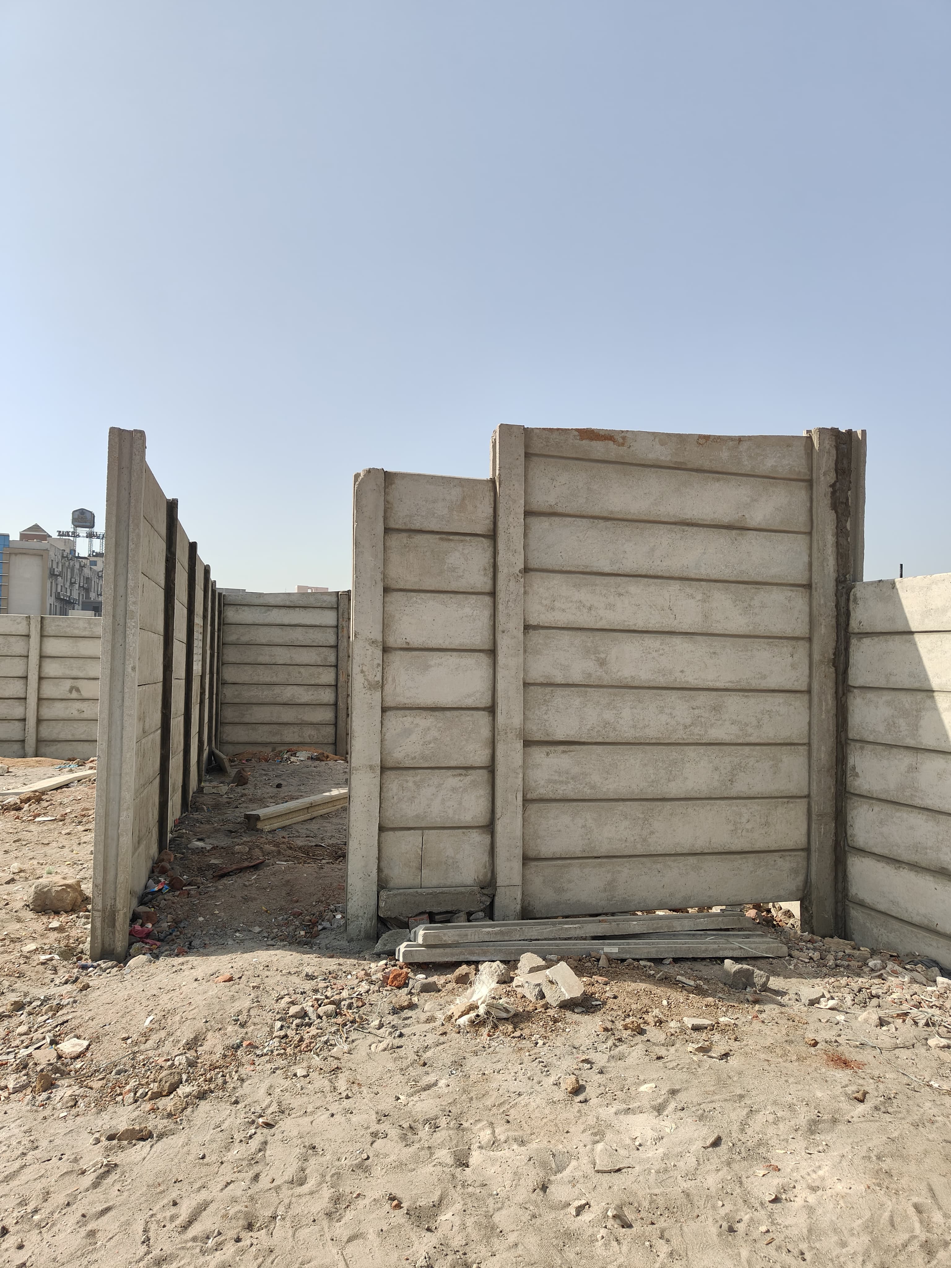 Precast boundary wall column detail at Odhav industrial site