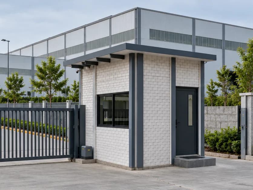 Small precast security cabin used at a site factory mall industry entrance