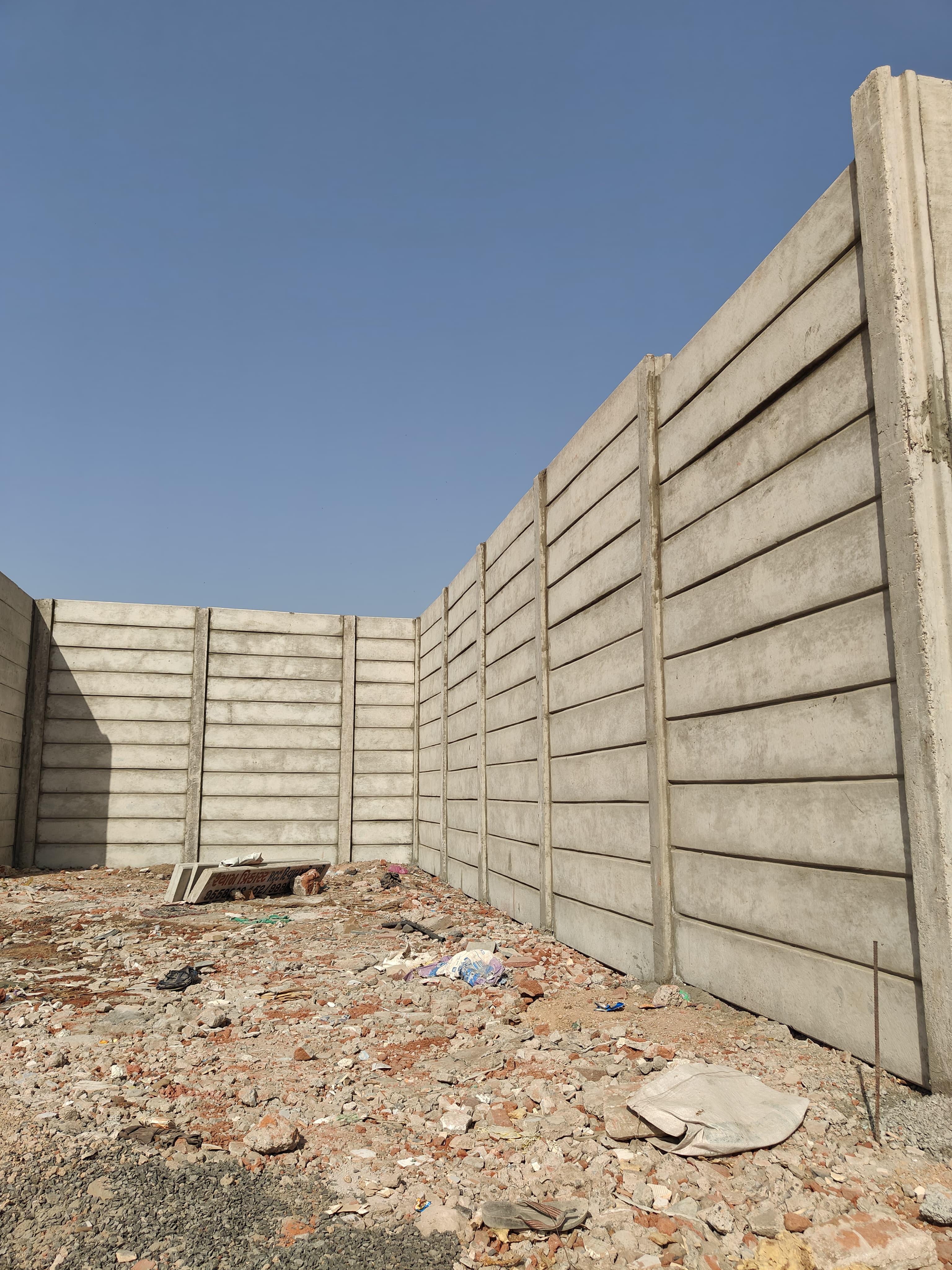 Precast RCC boundary wall installed at an industrial plot in Odhav, Ahmedabad